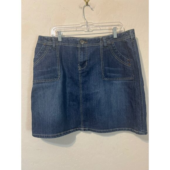 Baccini Sz 16W Medium Wash Denim Jean Miniskirt Boho - Picture 2 of 8